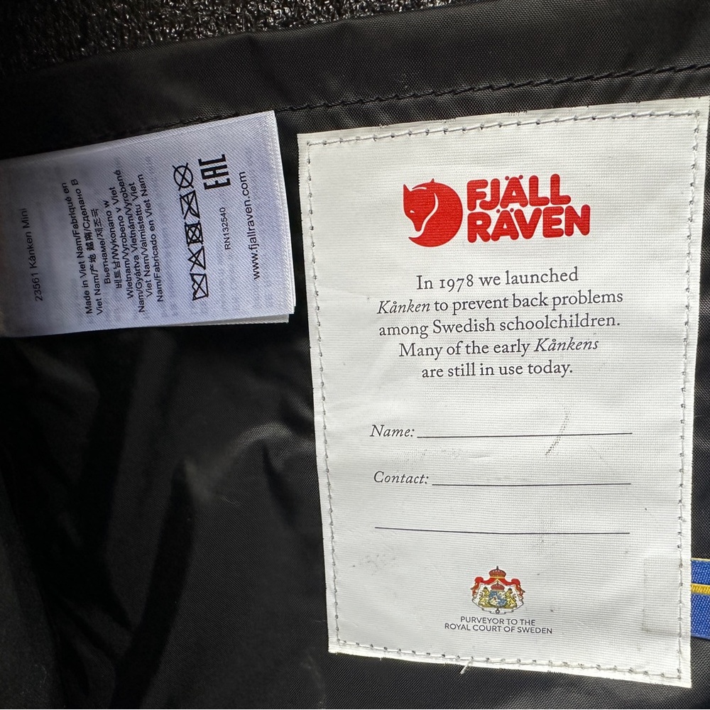 Fjallraven Kånken Dark Gray and Red Mini Backpack - Picture 10 of 12